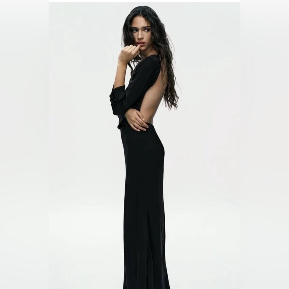 Zara Black Open Back Sexy Maxi Dress